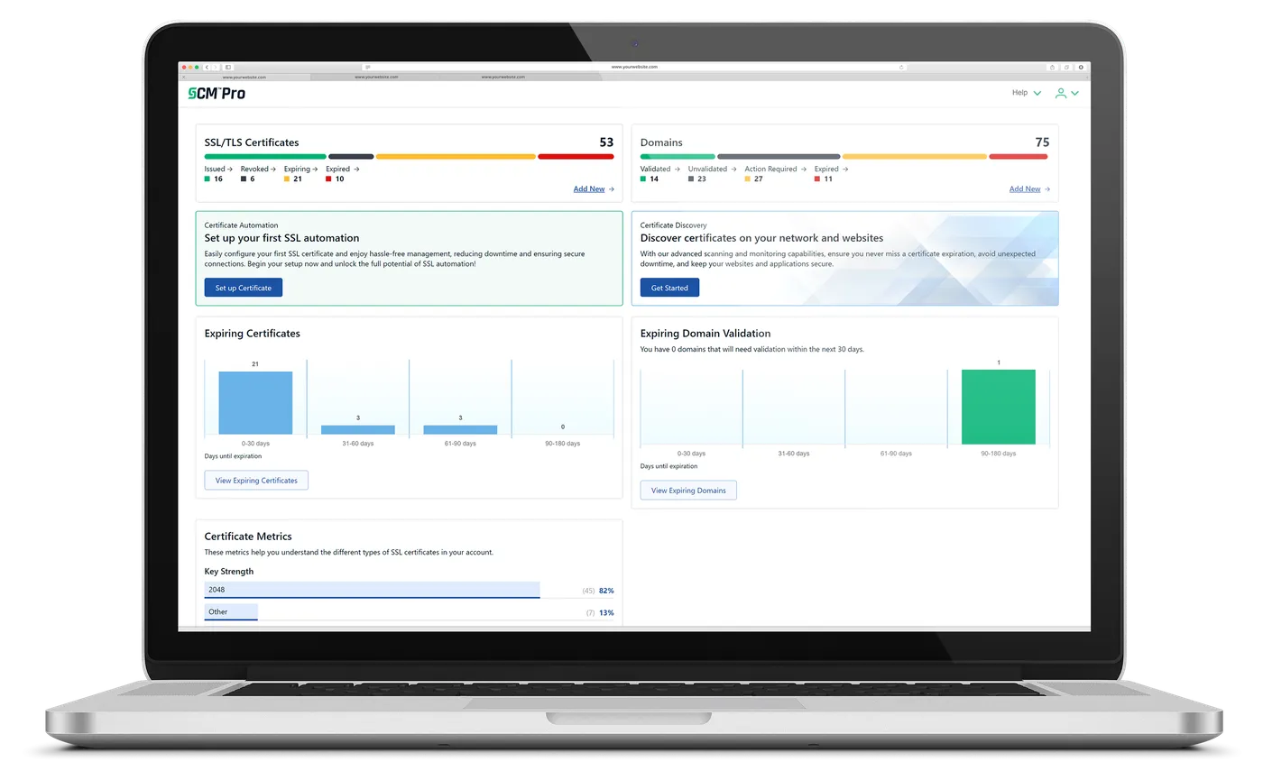 Front laptop scm pro dashboard